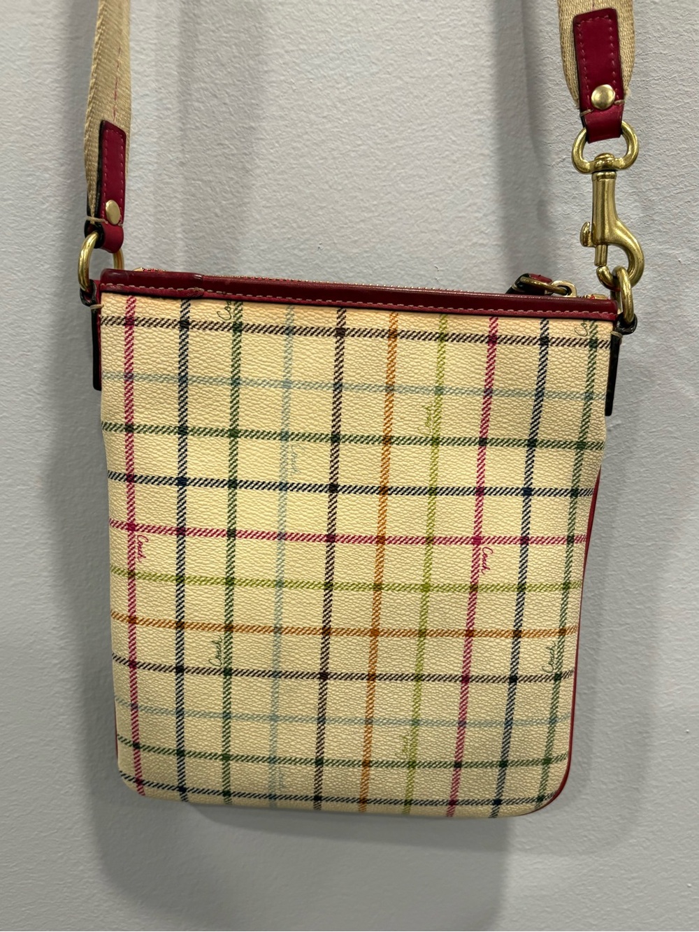 Authentic Coach Poppy Tartan Plaid Crossbody Swingpack Bag - Picture 7 of 15